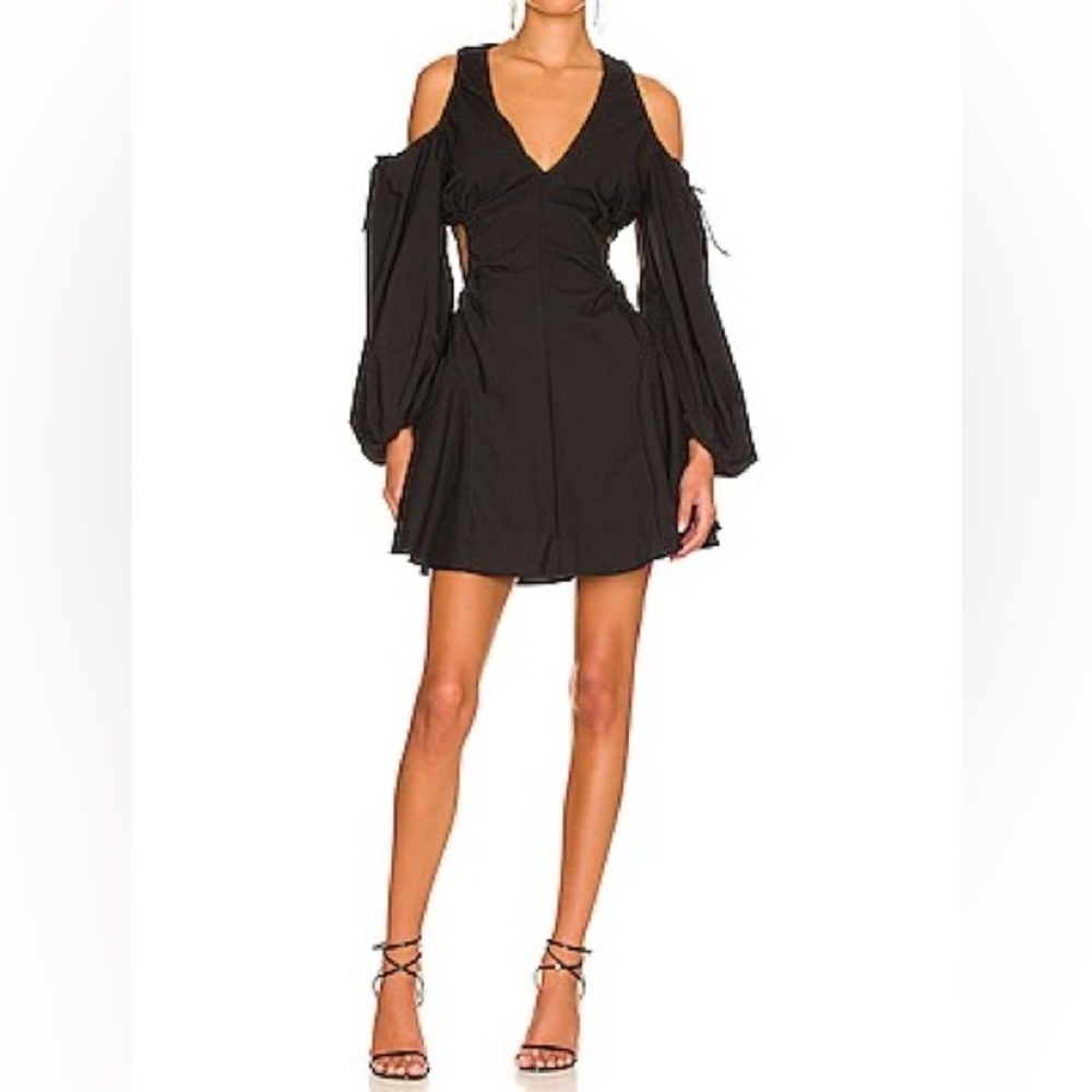 BARDOT Apollo Cut Out Cold Shoulder Fit And Flare Mini Dress in Black NWT